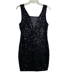 ARDEN B Medium black sequins mini dress w/ deep V in the front and back